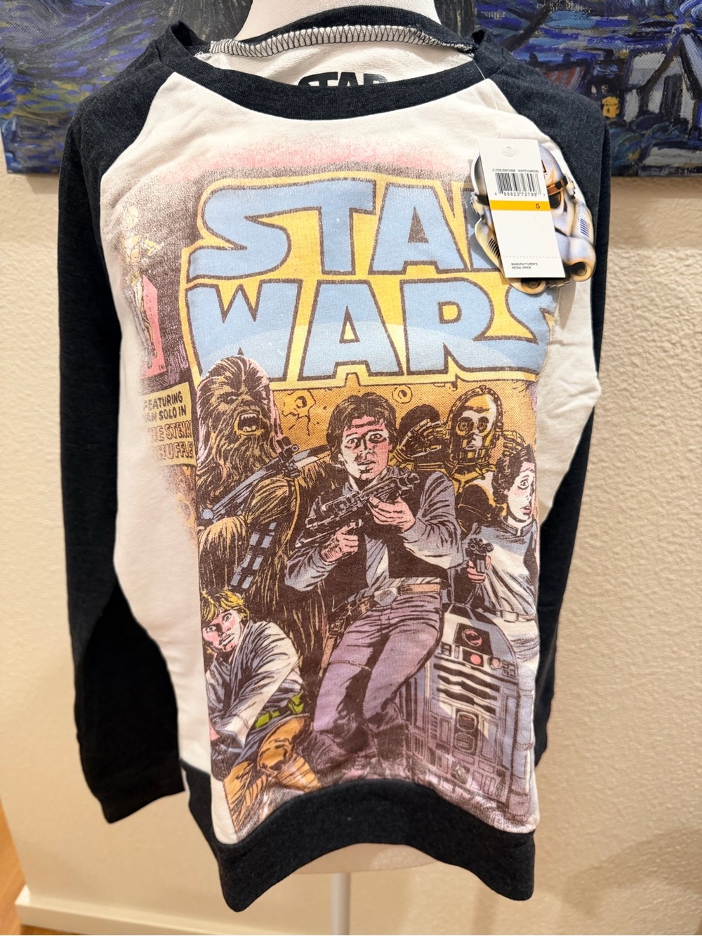 Star Wars Black & Cream Graphic Raglan Crewneck Sweater
